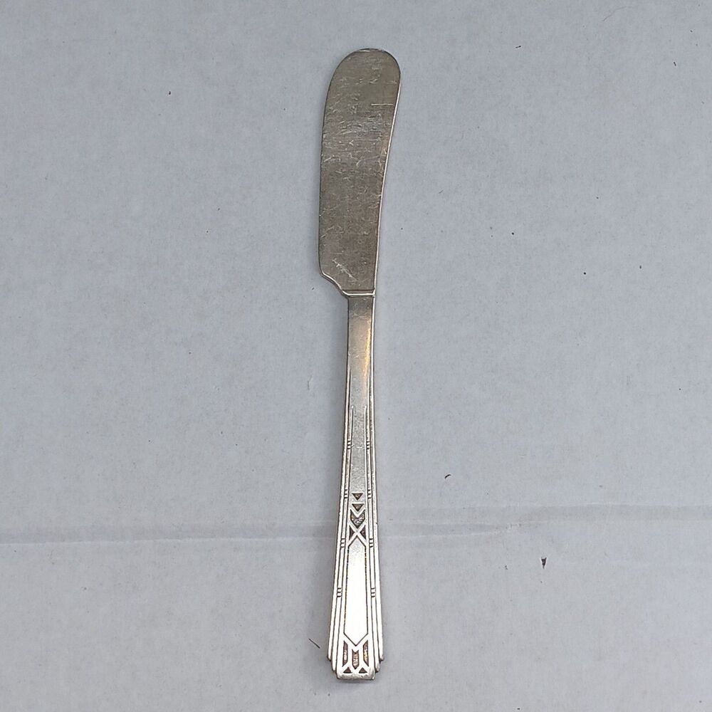 Vtg Oneida Community Friendship Medality Flat Handle Butter Spreader-Tudor Plate